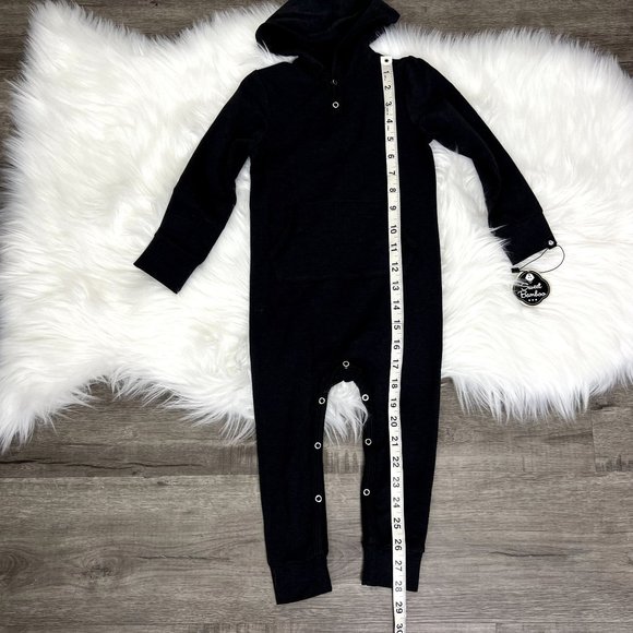 🔹sold🔹Sweet Bamboo Toddler 2 Years Hooded Pocket Romper Charcoal Black - Picture 5 of 5